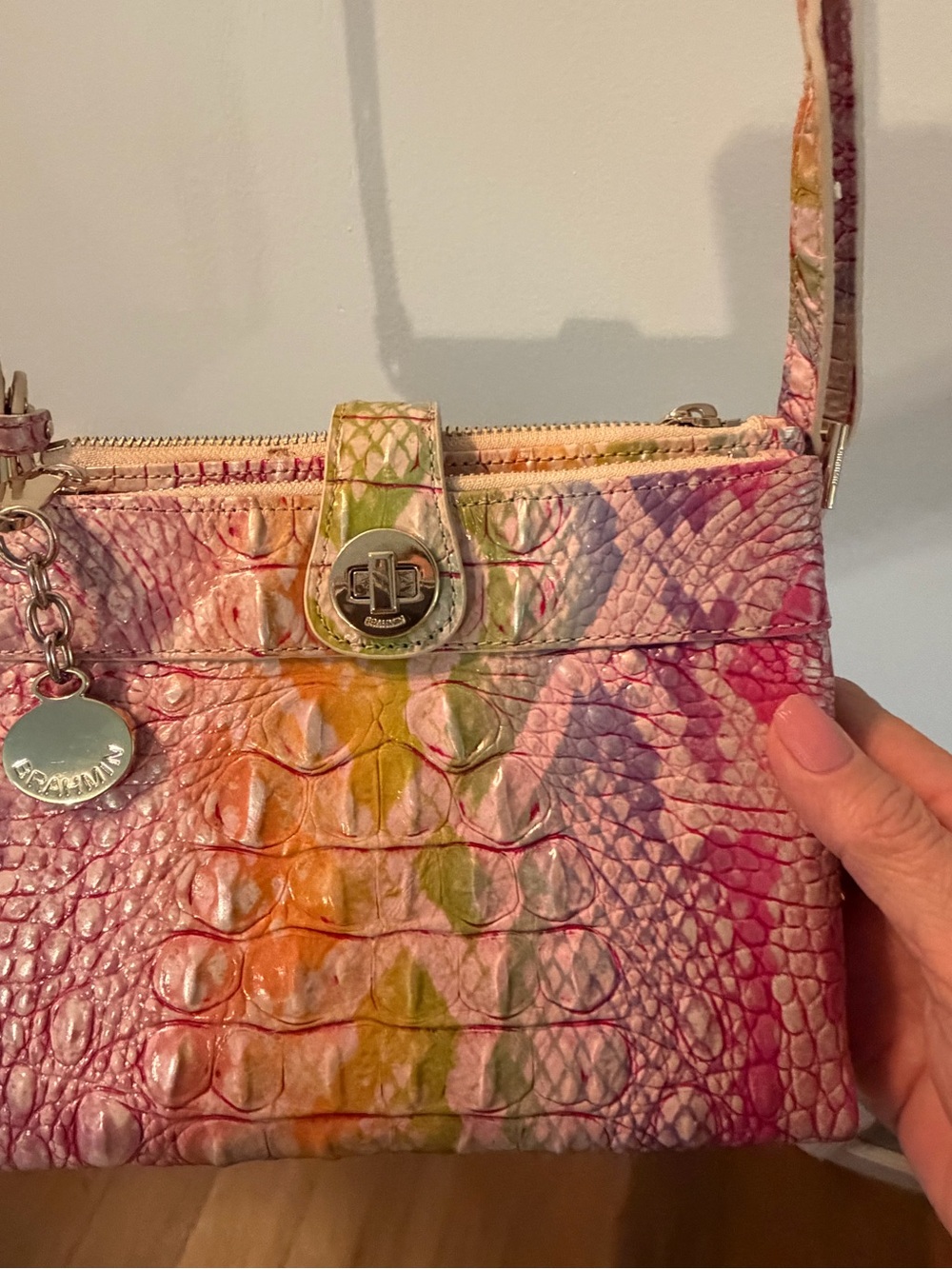 Brahmin Multi color croc embossed crossbody